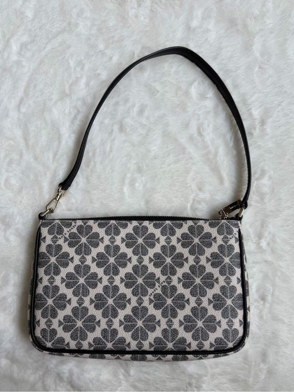 Kate Spade Black and White Floral Jacquard Shoulder Clutch - Picture 10 of 10